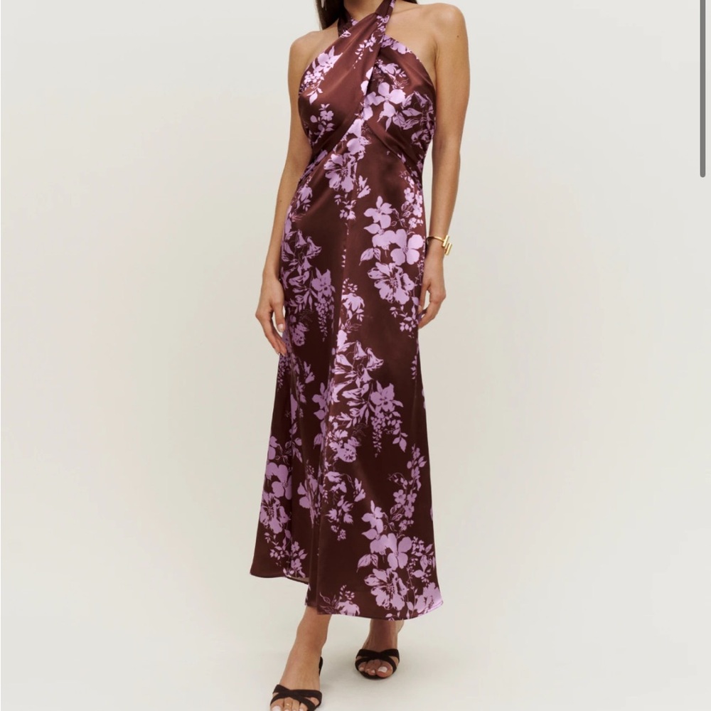 Reformation Purple Halter Maxi Dress for Weddings